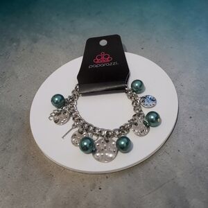 Paparazzi Silver Bracelet with Teal Accents
